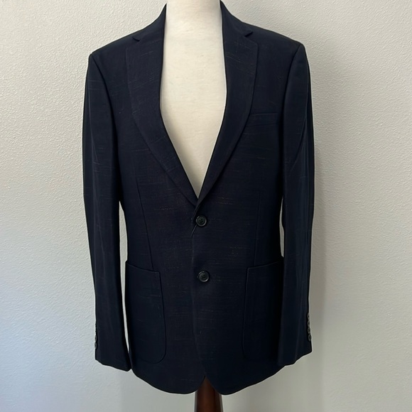Men’s Slim Fit Blue Checked Single Breasted Blazer 40R - Picture 1 of 12